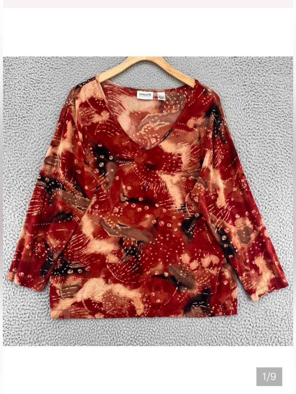 Chico's Travelers Collection V-neck 3/4 Sleeves Top